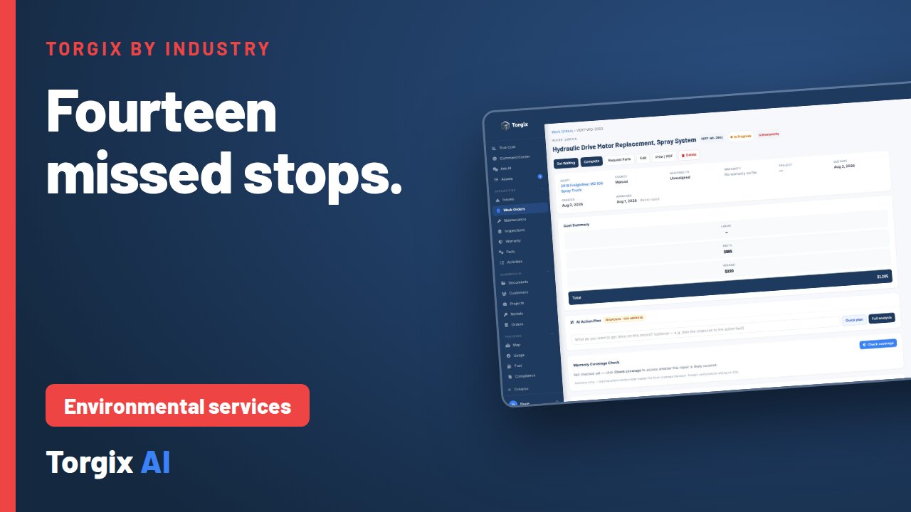 Fleet Downtime for Environmental Services | Torgix