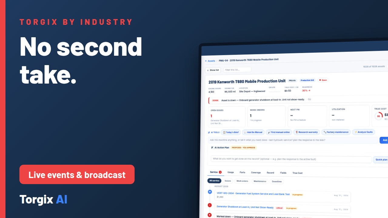 Fleet Downtime for Live Events and Broadcast Production | Torgix